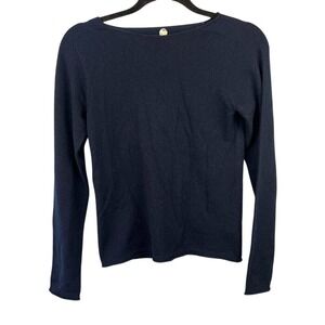 Margaret O'Leary Navy 100% Cashmere Crew Neck Long Sleeve Sweater